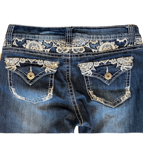 Bongo embellished Lo-Rise Bootcut Silver Embroiderey Jeans - Picture 3 of 11